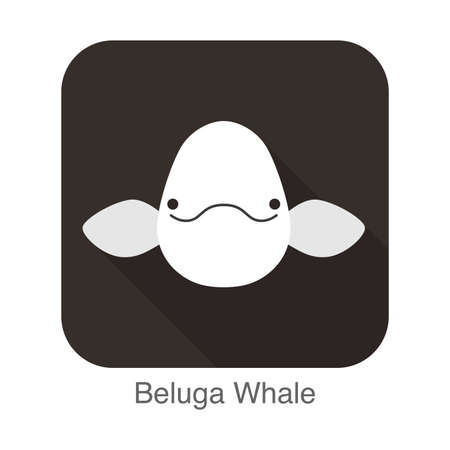 Beluga whale face flat icon vector illustrationのイラスト素材