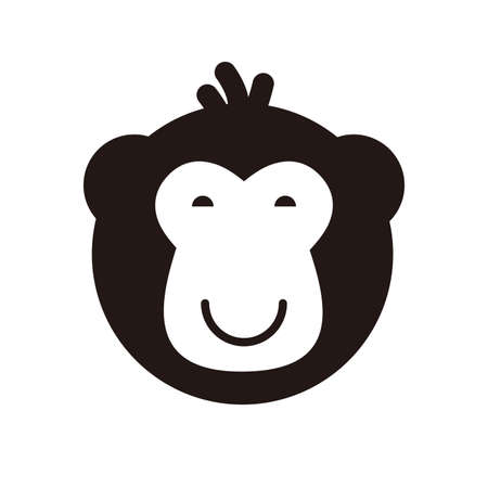 simple monkey flat icon design, vector illustrationのイラスト素材