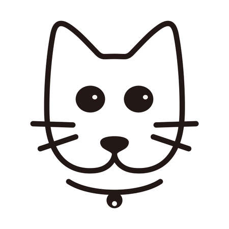 cat cartoon face, flat animal face icon, vector illustrationのイラスト素材