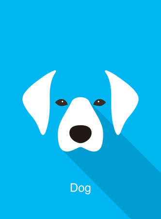 Dog cartoon face, flat animal face icon, vector illustrationのイラスト素材