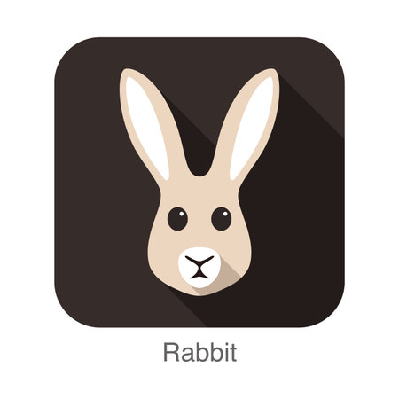 Rabbit, Cute animal face cartoon flat icon design, vector illustrationのイラスト素材