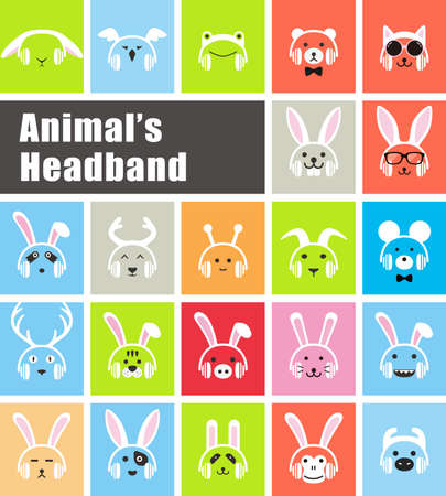 animals wear animal's headband flat icon, vector illustrationのイラスト素材