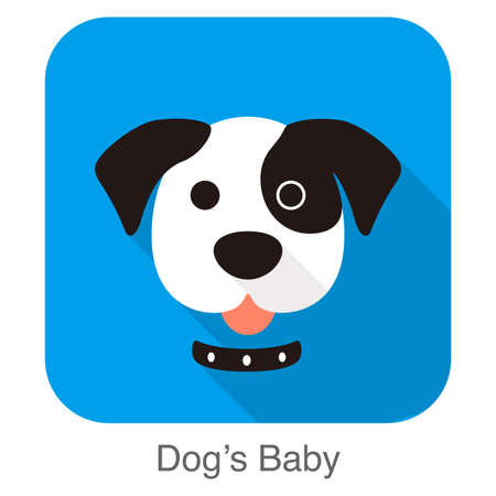 dog cartoon face, flat animal face icon, vector illustrationのイラスト素材