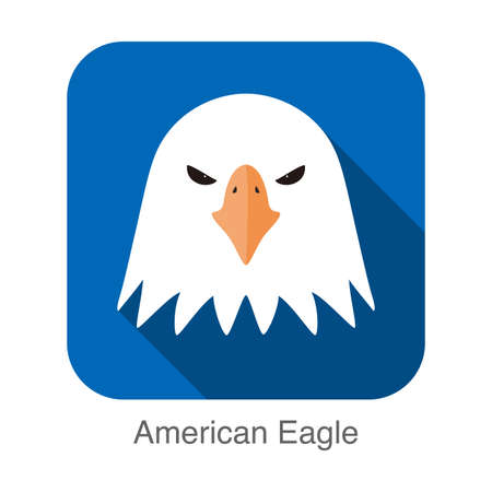 Eagle face flat icon design. Animal icons series, vector illustrationのイラスト素材
