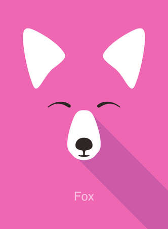 Red fox cartoon face, flat icon design, vector illustrationのイラスト素材