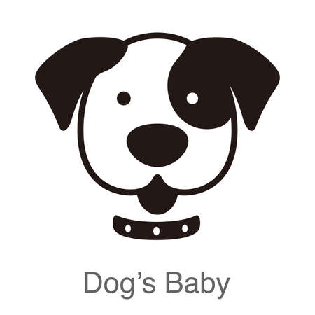 dog cartoon face, flat animal face icon, vector illustrationのイラスト素材