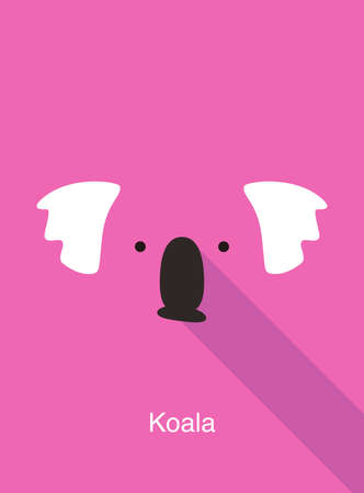 koala cartoon face, flat animal face icon, vector illustrationのイラスト素材