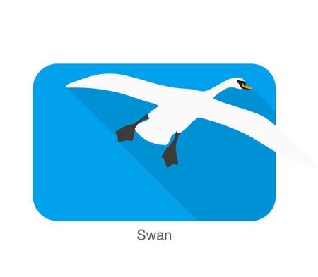 Mute swan flat icon design, cartoon vector illustrationのイラスト素材