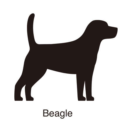 beagle dog silhouette, side view, vector illustrationのイラスト素材