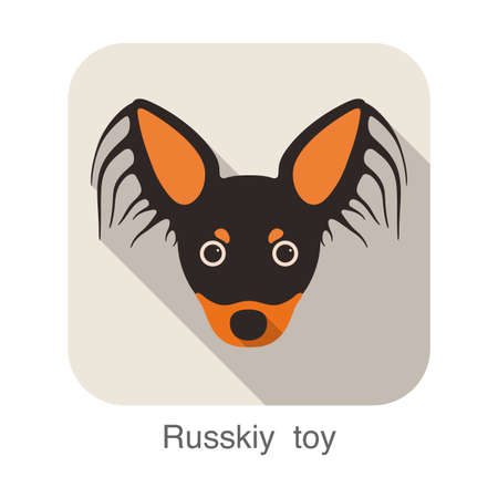 russkiy roy dog face portrait flat icon design, vector illustrationのイラスト素材