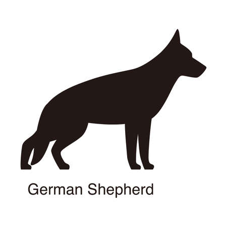 German Shepherd dog silhouette, side view, vector illustrationのイラスト素材