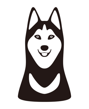 Alaskan Malamute animal face flat design, vector illustrationのイラスト素材