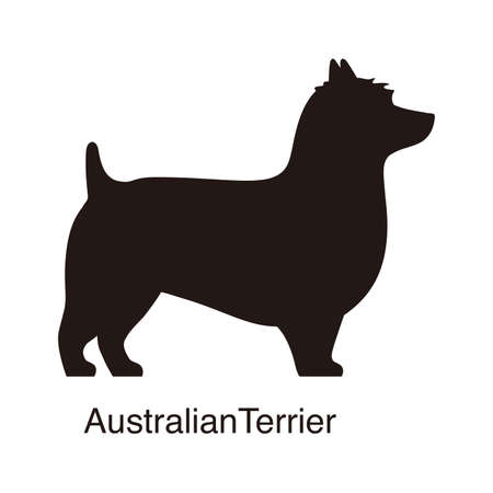 Australian Terrier dog silhouette, side view, vector illustrationのイラスト素材