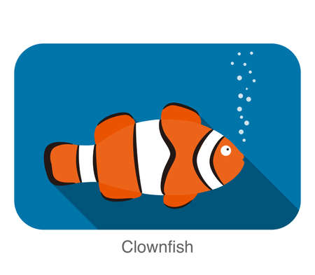 cute cartoon Clownfish flat icon design vectorのイラスト素材