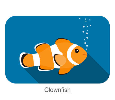 cute cartoon Clownfish flat icon design vectorのイラスト素材