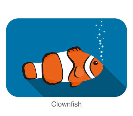 cute cartoon Clownfish flat icon design vectorのイラスト素材