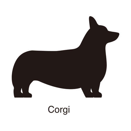 Corgi dog silhouette, side view, vector illustrationのイラスト素材