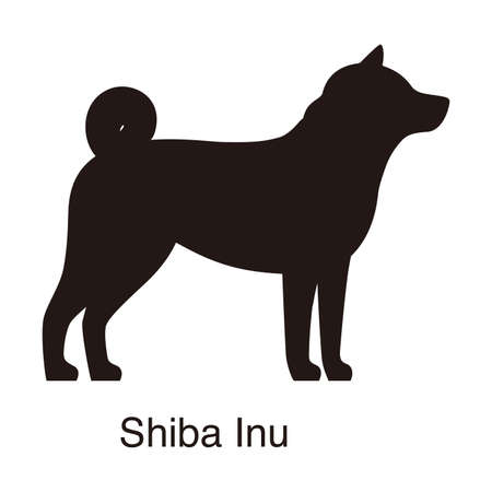 Shiba Inu dog silhouette, side view, vector illustrationのイラスト素材