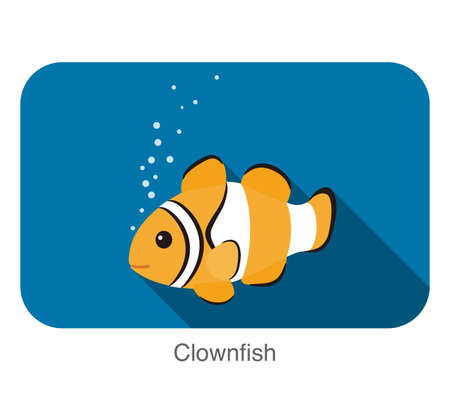 cute cartoon Clownfish flat icon design vectorのイラスト素材