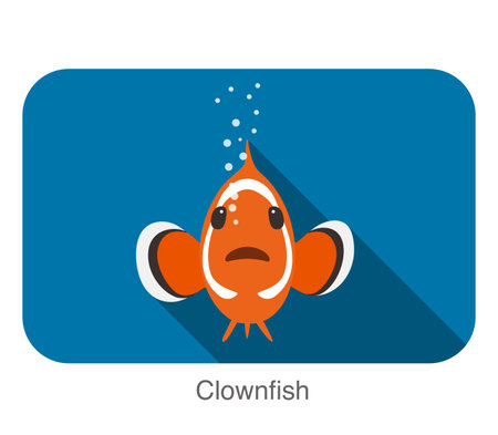 cute cartoon Clownfish flat icon design vectorのイラスト素材