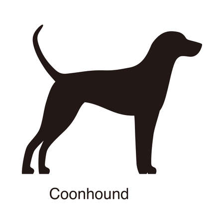 Coonhound dog silhouette, side view, vector illustrationのイラスト素材