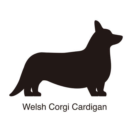 Welsh Corgi Cardigan dog silhouette, side view, vector illustrationのイラスト素材