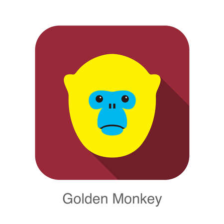 cute golden monkey face flat icon design, vector illustrationのイラスト素材