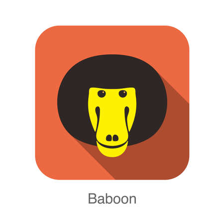 cute baboon face flat icon design, vector illustrationのイラスト素材
