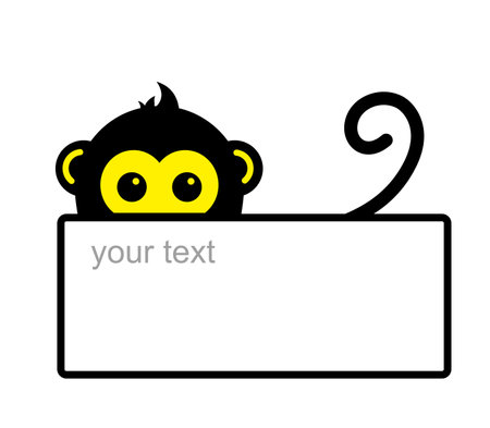 cute monkey with frame empty note, vector illustrationのイラスト素材