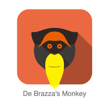 cute De Brazza' s monkey face flat icon design, vector illustrationのイラスト素材