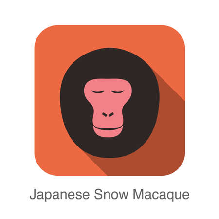 Japanese snow macaque face flat icon design, vector illustrationのイラスト素材