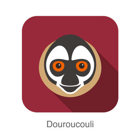 cute monkey face, Douroucouli flat icon design, vector illustrationのイラスト素材