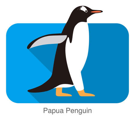 Papua penguin, Gentoo penguin, walking, vector illustrationのイラスト素材