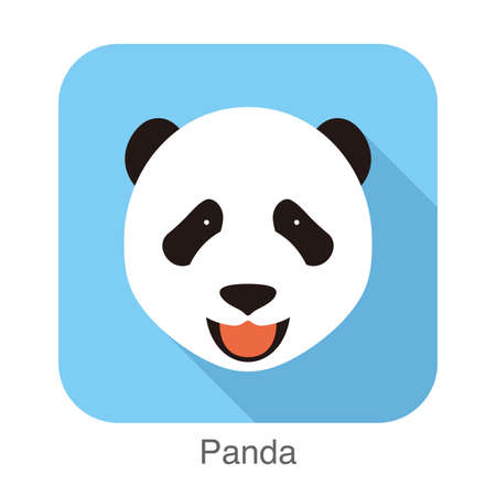 panda face flat icon design. Animal icons series, vector illustrationのイラスト素材