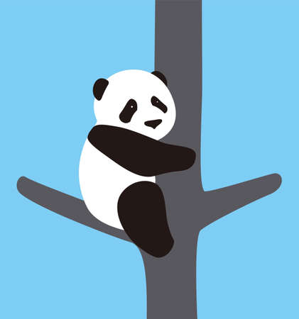 cute panda baby climbing the tree, vectorのイラスト素材