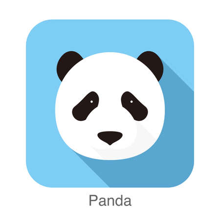 panda face flat icon design. Animal icons series., vector illustrationのイラスト素材