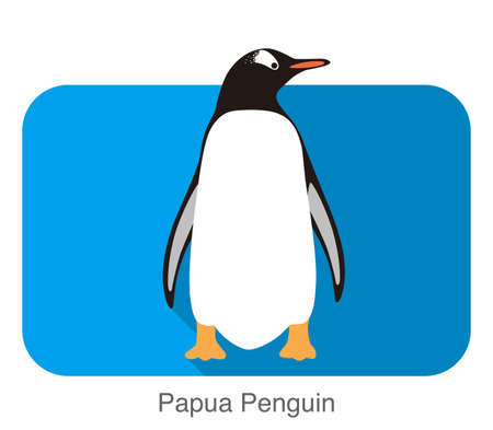 Papua penguin, Gentoo penguin, standing, vector illustrationのイラスト素材