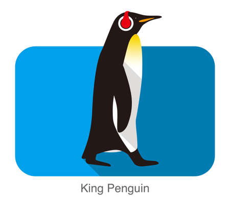 King Penguin walking, Penguin seed series, vector illustrationのイラスト素材