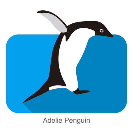 Adelie penguin jumping, Penguin series vector illustrationのイラスト素材