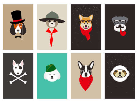 hipster, portrait of dog, gentlemen dog, vector illustrationのイラスト素材
