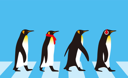 King Penguin walking, Penguin seed series, vector illustrationのイラスト素材