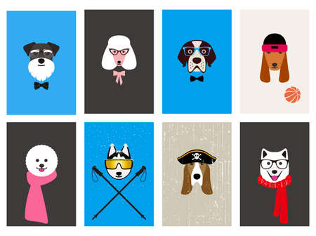 hipster, portrait of dog, gentlemen dog, vector illustrationのイラスト素材
