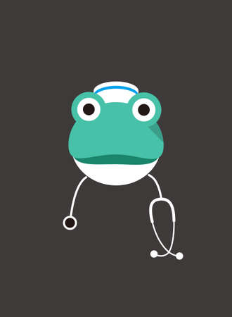 Portrait of frog, wearing hat, like a doctor or nurse, cool styleのイラスト素材