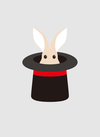Portrait of rabbit, sitting on the hat, watching, cool styleのイラスト素材