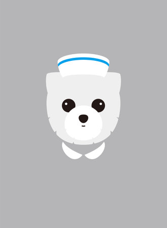 Portrait of dog, wearing nurse hat, like nurse, cool styleのイラスト素材