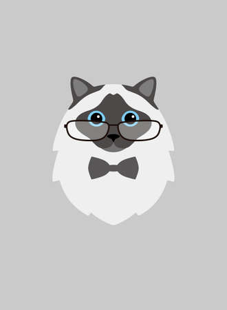 Portrait of cat, wearing glasses, like an old lady, cool style, cosplayのイラスト素材