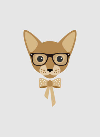 Portrait of cat, wearing glasses, like a lady, cool style, cosplayのイラスト素材