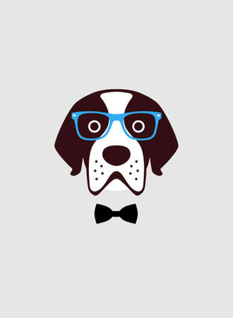 Portrait of dog, wearing glasses, like a gentleman, cool style, cosplayのイラスト素材