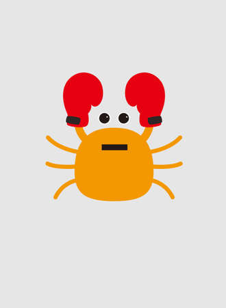 Portrait of crab, wearing boxer gloves, like a boxer, cool styleのイラスト素材