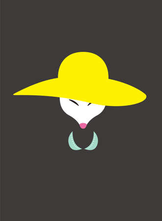 Portrait of fox, wearing sombrero hat cool styleのイラスト素材
